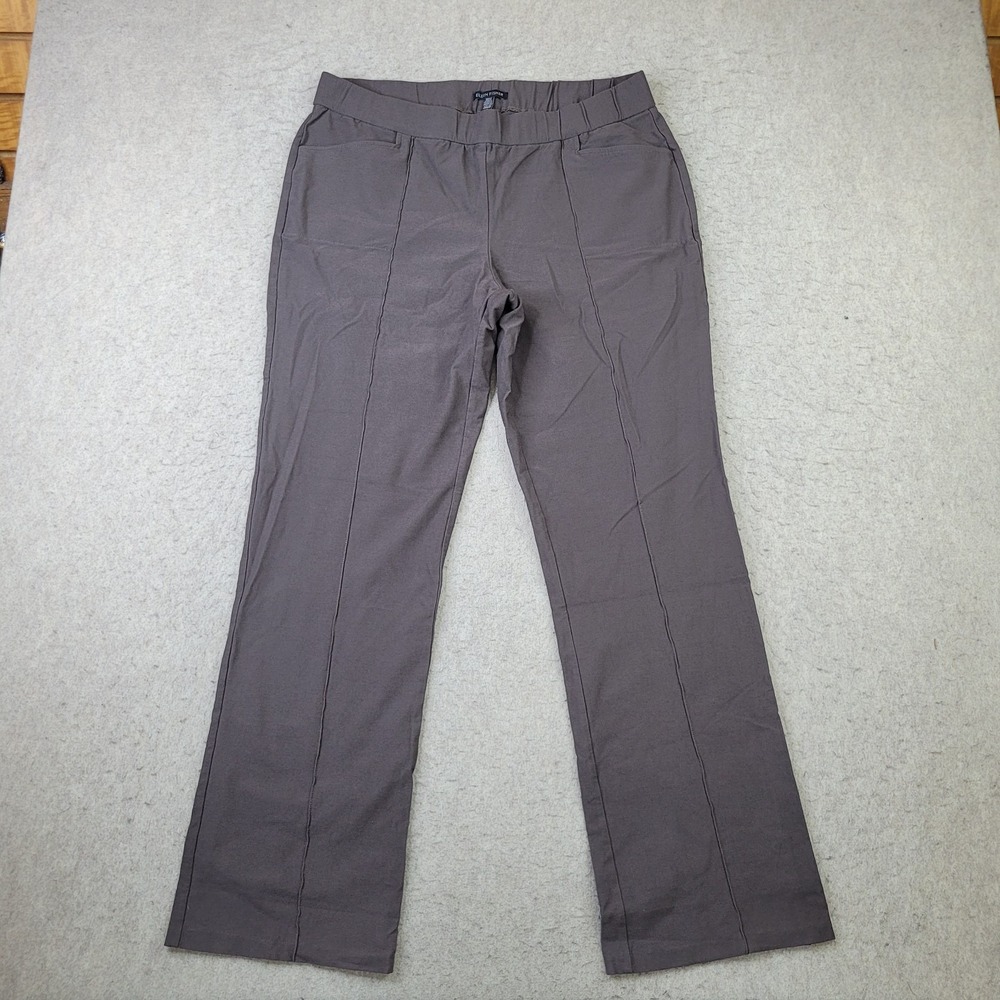 Eileen Fisher Pants‎ Womens Size L Stretch Crepe Espresso Brown Minimalist Basic